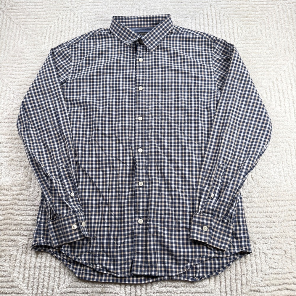 Banana Republic Shirt Mens Large L Navy Gingham Slim Fit Preppy Academic Work